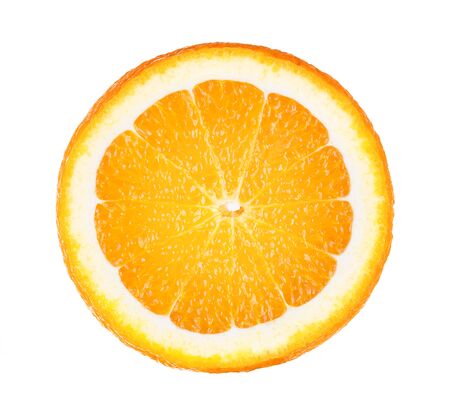 Slice of on orange isolated on white backgroundの写真素材