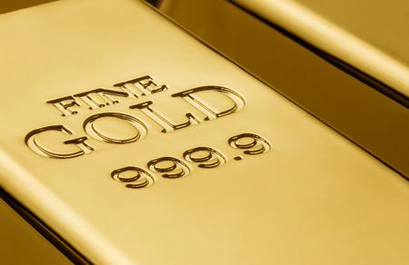 Close up of gold bars with copy spaceの写真素材