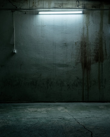 Old empty, grunge basement room with copy spaceの写真素材