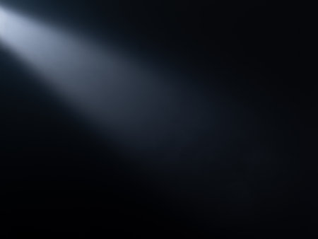 Close up of light beam isolated on black backgroundの写真素材