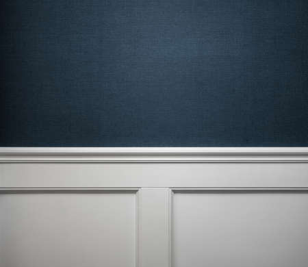 Close up of empty wall with wooden molding and wallpaper decorationの写真素材