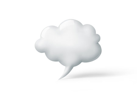 3d render of a cloud in shape of the speech bubble isolated on white backgroundの写真素材