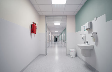 Empty hospital corridor with copy spaceの写真素材
