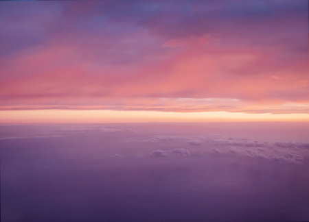Sky above the clouds background with copy spaceの写真素材
