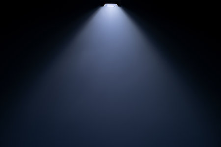 Close up of light beam isolated on black backgroundの写真素材