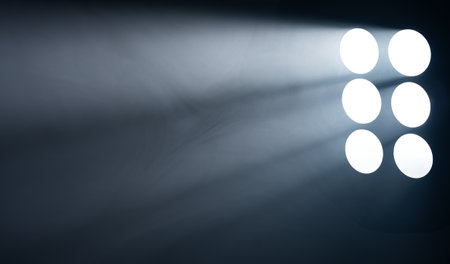 Stage or stadium lights isolated on black backgroundの写真素材