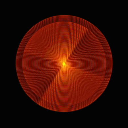 Circle of orange, led light isolated on black backgroundの写真素材