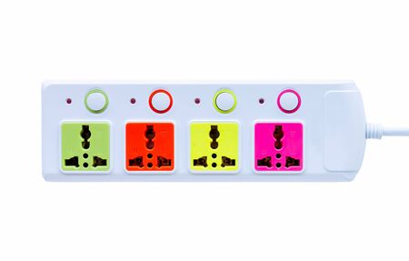 Multi-socket power plug on a white background