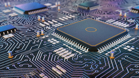 Semiconductor Computer Processors CPU concept. 3d rendering,conceptual image, Close-upの写真素材