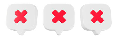 Set of white speech bubbles with X and X symbol