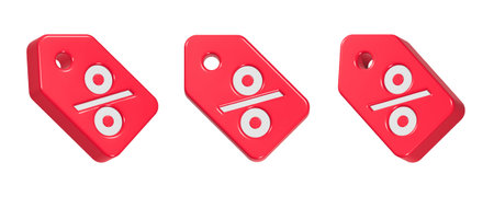Discount tag isolated on a white background. 3d render.