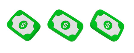 Dollar and dollar bills isolated on white background. Vector illustration.