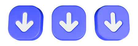 Set of blue buttons with arrows down and down