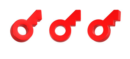 Male and female symbols on a white background. 3D rendering.