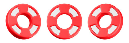 Lifebuoy isolated on a white background. 3d rendering.