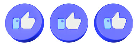 Like and dislike buttons isolated on white background. 3D rendering.