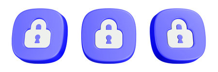 Blue padlock icons set. Isolated on white backgroundの写真素材