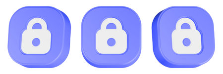 Set of blue padlock icons on white backgroundの写真素材