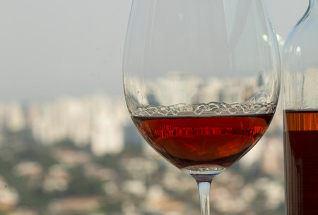A beautiful glass of rosÃ© wine.の写真素材
