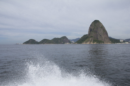 The city of Rio de Janeiro, Brazil, seen inside a boatの写真素材