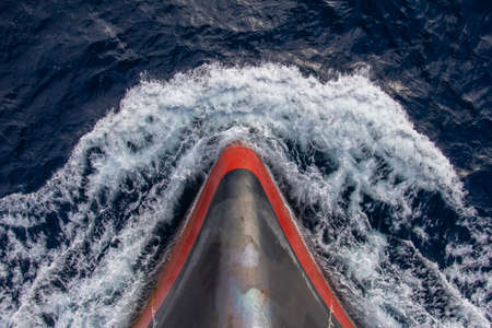 In front of the ship sailing, sea of blue and clear waterの写真素材