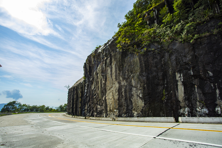 Landslide protection with reinforced concrete walls or spray concrete technic. A barrier for a landslide.の写真素材