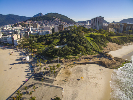 The view between two beautiful beaches. Arpoador Beach, Devil's Beach, Ipanema district of Rio de...