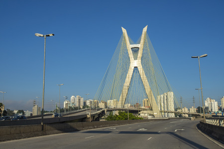 Cable-stayed bridge in the world. Sao Paulo Brazil, South America, the city's symbol.