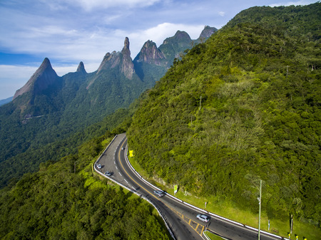 Exotic Mountains. Wonderful Mountains. Mountain Finger of God, the city of Teresopolis, State of Rio de Janeiro, Brazil, South America.の写真素材