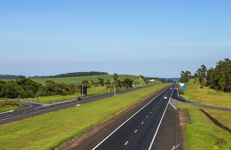 Auto Roads Straight. Highway Castelo Branco, Sao Paulo state, Brazil South Americaの写真素材