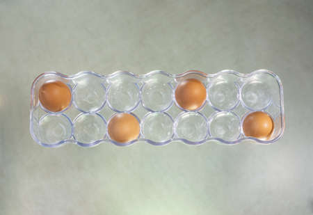 NEW NORMAL word with eggs in a carton. New normal concept. Social distancing. Selective focus.