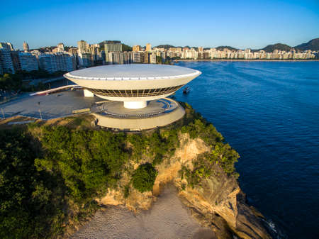 MAC Niteroi. Museum of Contemporary Art of Niteroi. Architect Oscar Niemeyer. Niteroi city, Rio de Janeiro state, Brazil.のeditorial素材