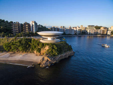 MAC Niteroi. Museum of Contemporary Art of Niteroi. Architect Oscar Niemeyer. Niteroi city, Rio de Janeiro state, Brazil South America.のeditorial素材