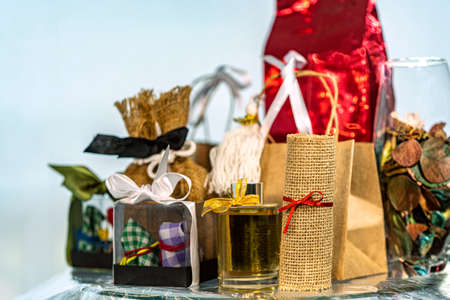 Many presents for Christmas and New Year. Christmas background.