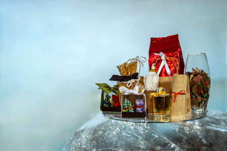 Many presents for Christmas and New Year. Christmas background.