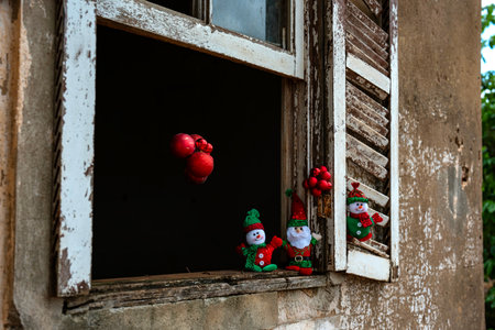 Santa Claus and Snowman together for Christmas and New Year. Christmas and New Year concept.の写真素材