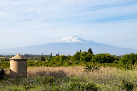 Serene view of Mount Etna in Italy.のeditorial素材