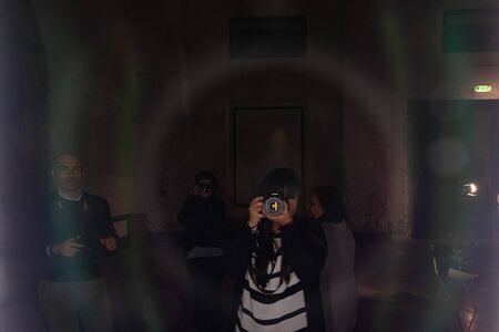 Sicily, Italy - February 06, 2016: Students at photography workshop in Catania.のeditorial素材