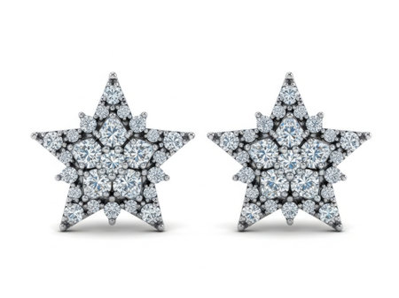 A pair of stunning star-shaped diamond earrings, beautifully crafted and sparkling with brilliance.の素材