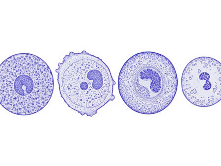 This image displays a series of microscopic cross-sections of plant tissues, illustrating different stages of development and cellular structures.の素材