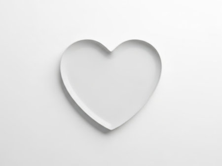 A simple and elegant heart shape displayed prominently against a plain white backdrop, evoking feelings of love and simplicity.の素材