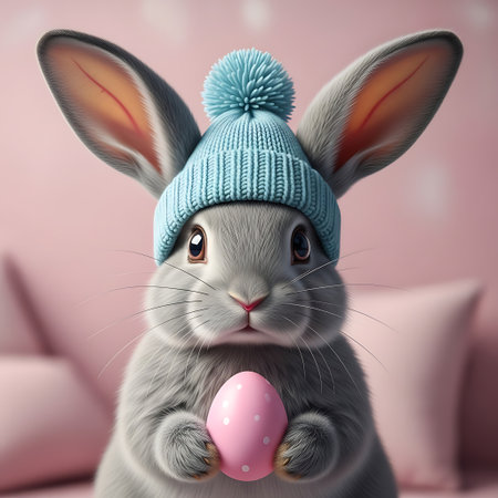 Cute bunny adorable rabbit portrait festive spring decor polka dotsの素材