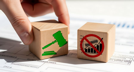 Regulatory compliance Sustainable business. Legal approval Restriction graph.の素材