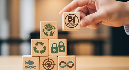 Eco friendly blocks sustainable development zero waste.の素材