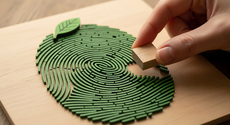 Eco puzzle, environmental sustainability, renewable energy, concept.の素材