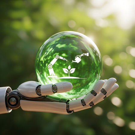 Sustainable agri-tech, robot nurturing, environment, technology.の素材