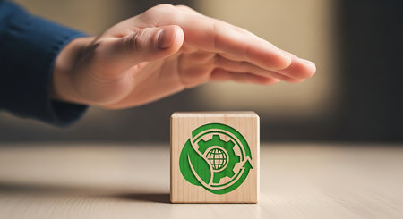 Protect sustainability initiatives Protecting green earth symbol Responsible innovation.の素材