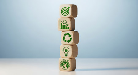 Development goals wooden blocks environmental recycling energy planningの素材
