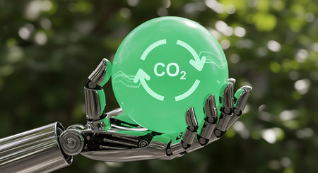 Robot hand exhibits carbon dioxide CO2 recycle technology of future.の素材