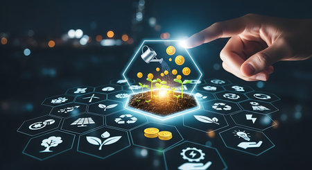 Sustainable investment growth. Funding future for renewable energy.の素材